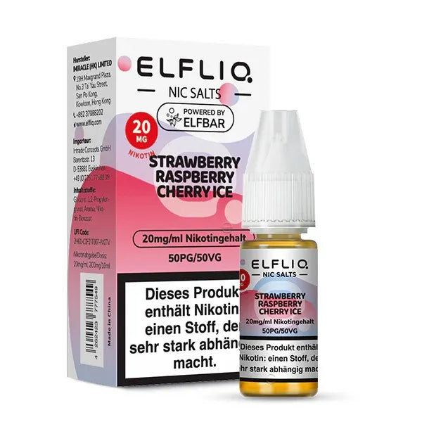 ELFLIQ NicSalt Liquid by ELFBAR – Strawberry Raspberry Cherry Ice 20mg