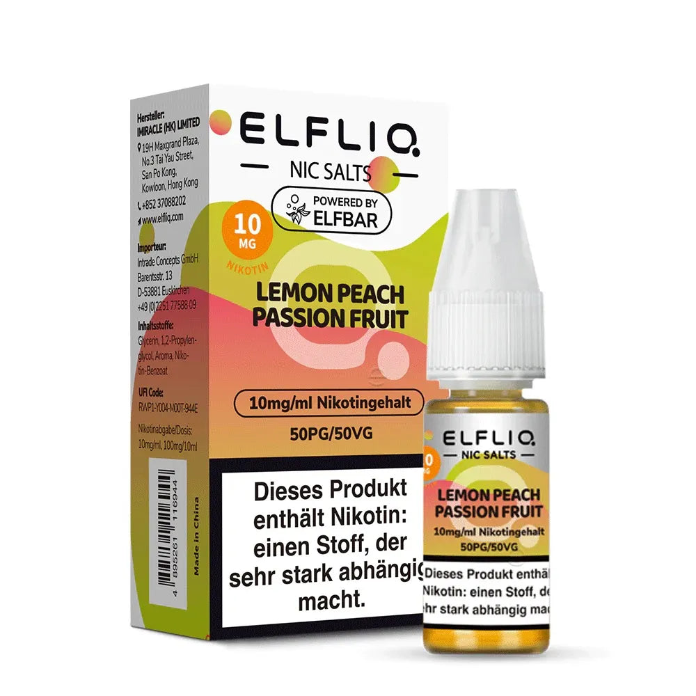 ELFLIQ NicSalt Liquid by ELFBAR – Lemon Peach Passion Fruit 10mg