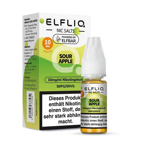 ELFLIQ NicSalt Liquid by ELFBAR – Sour Apple 10mg