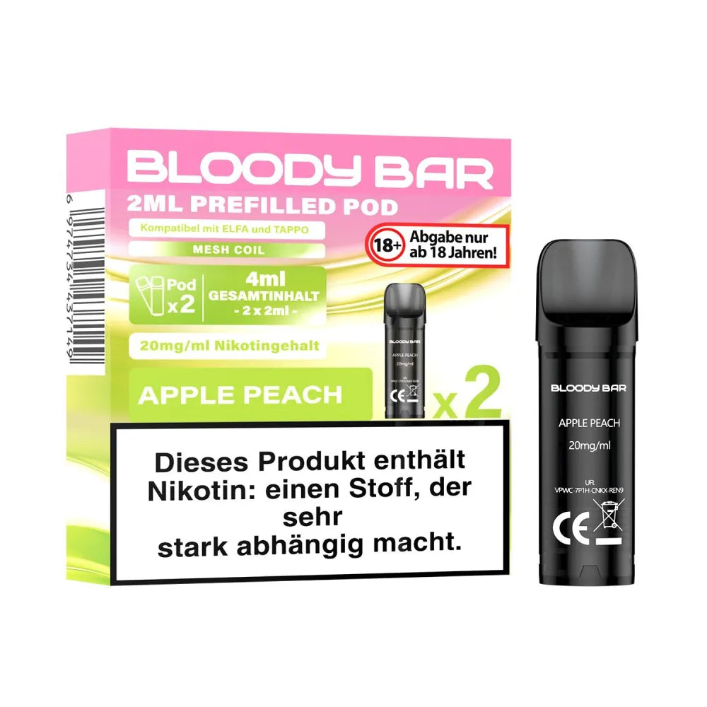 Bloody Bar Prefilled Pods 20mg – Apple Peach