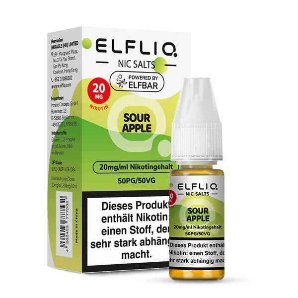 ELFLIQ NicSalt Liquid by ELFBAR – Sour Apple 20mg