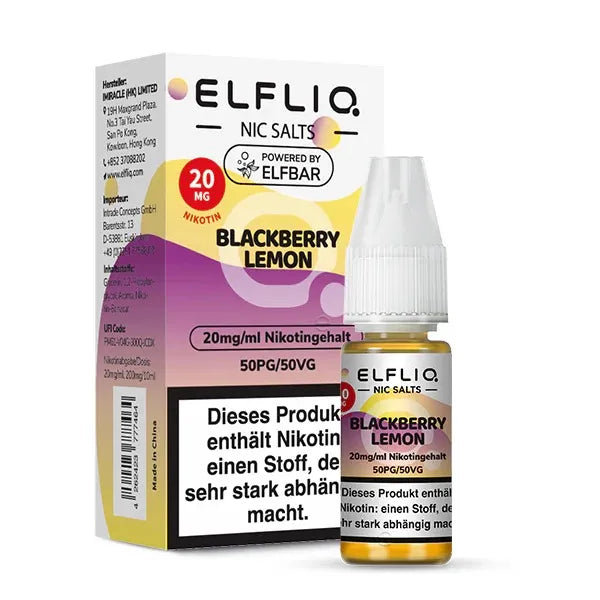 ELFLIQ NicSalt Liquid by ELFBAR – Blackberry Lemon 20mg