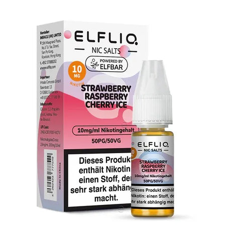 ELFLIQ NicSalt Liquid by ELFBAR – Strawberry Raspberry Cherry Ice 10mg