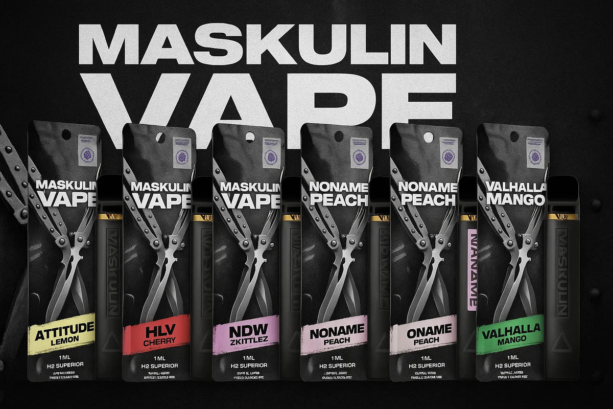 Maskulin H2 Superior Blend Vape – Premium Einweg E-Zigarette 1ml, bis zu 600 Züge, nikotinfrei und THC-frei