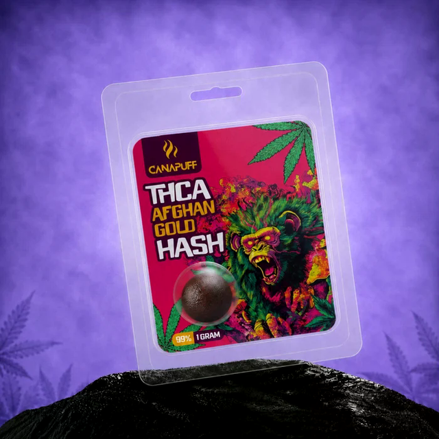 Canapuff THCA Afghan Gold Hash – Premium Haschisch Originalverpackung