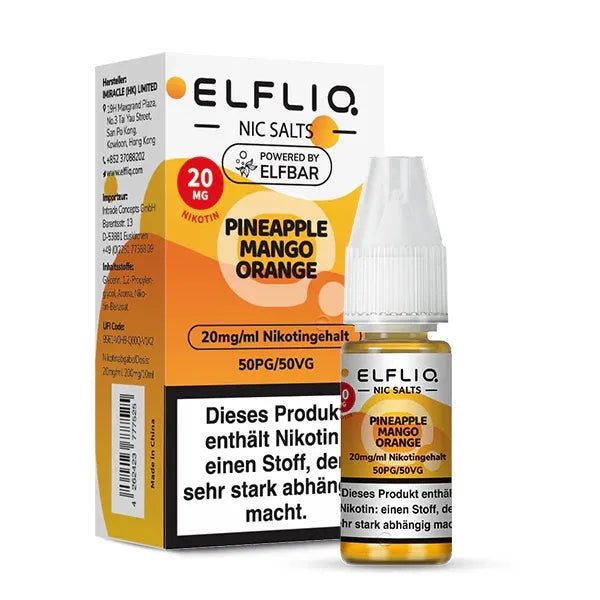 ELFLIQ NicSalt Liquid by ELFBAR – Pineapple Mango Orange 20mg