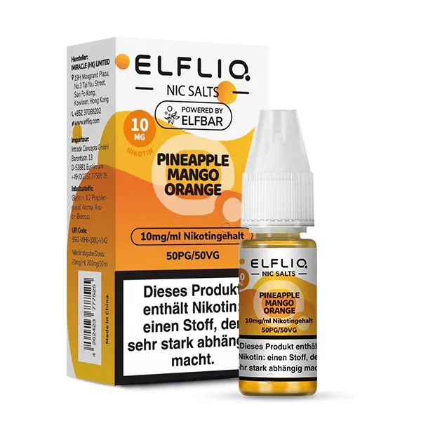 ELFLIQ NicSalt Liquid by ELFBAR – Pineapple Mango Orange 10mg