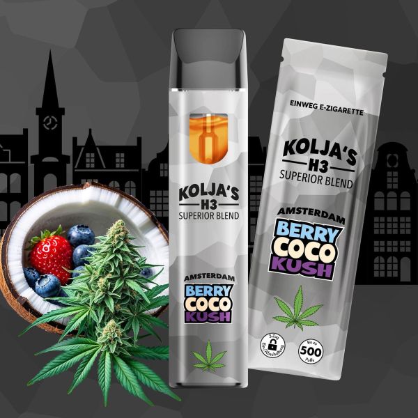 Kolja H3 Vape Berry Coco Kush – HHC Einweg Vape 500 Züge Frontansicht